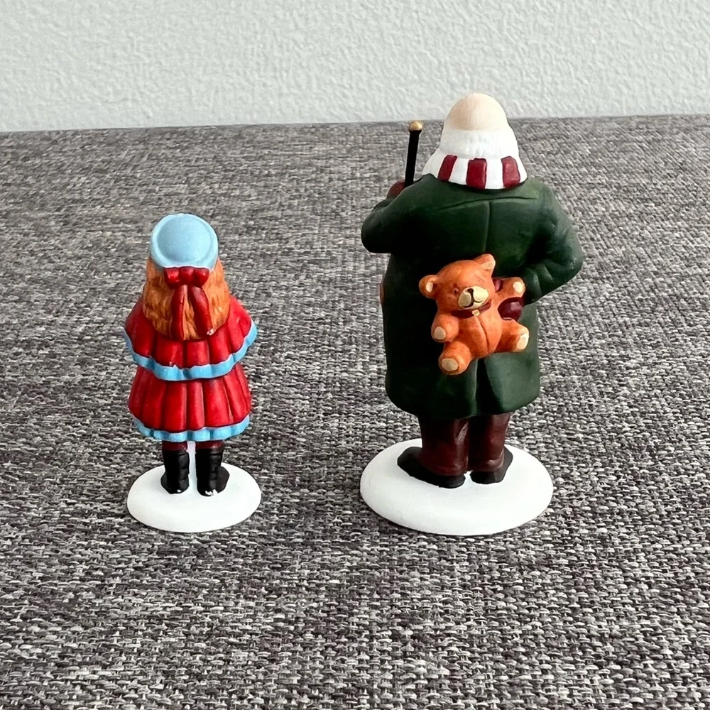 Department 56 Christmas Heritage Village Collection Figures Girl Santa Set of 2